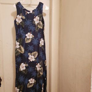 NEW Pacific Legend Apparel Womens Blue Hawaiian White Floral Dress Small/Medium